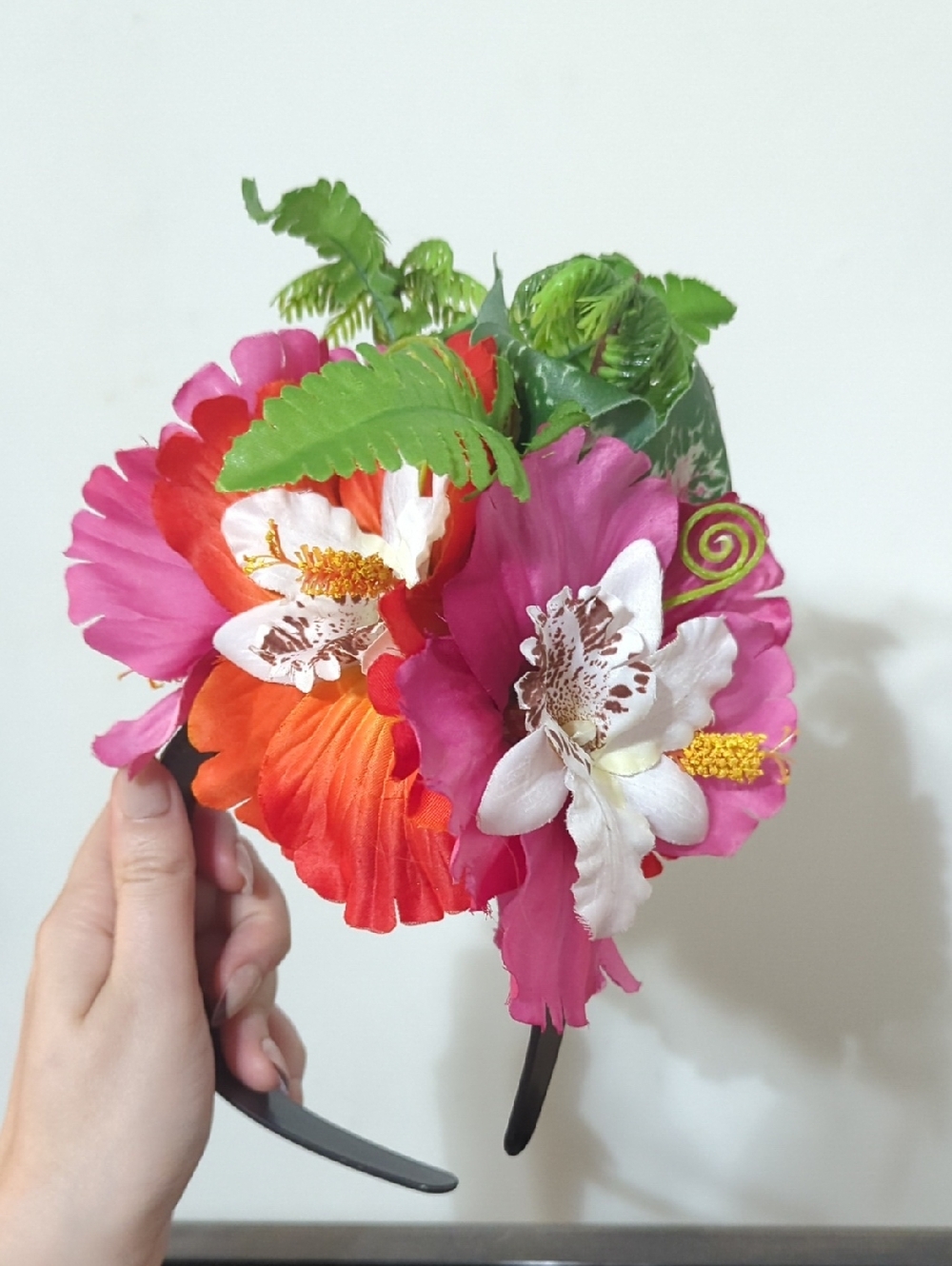 Tropical Floral Headband - Pink, Orange & Green